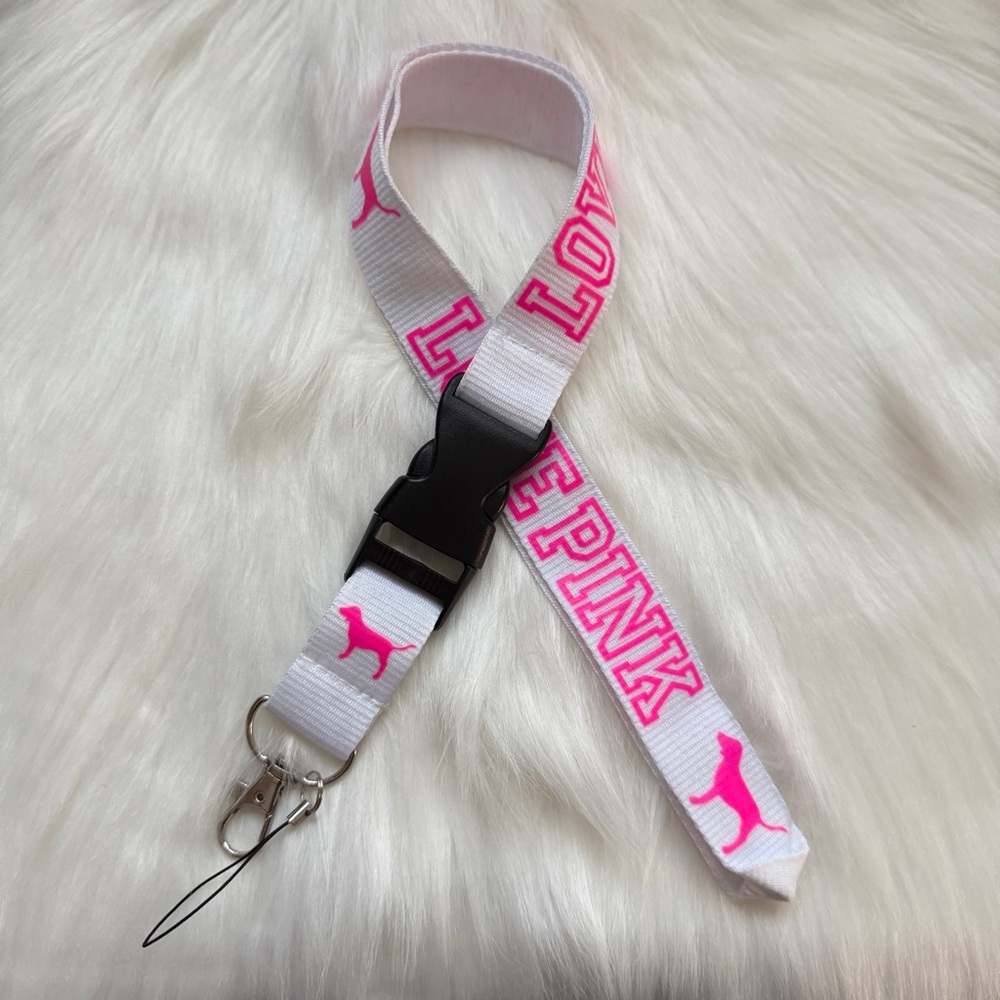 LOVE PINK Victoria Secret Detachable landyard white and pink
